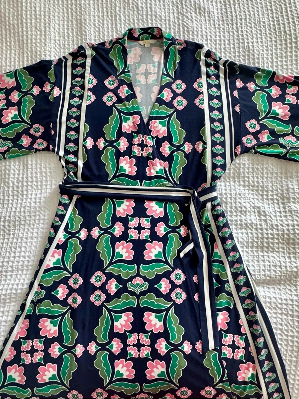 Boden Navy Blue Kimono Wrap Dress with Pockets! - Picture 6 of 7